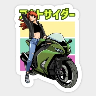 Kawaii Girl on Sportbike Sticker